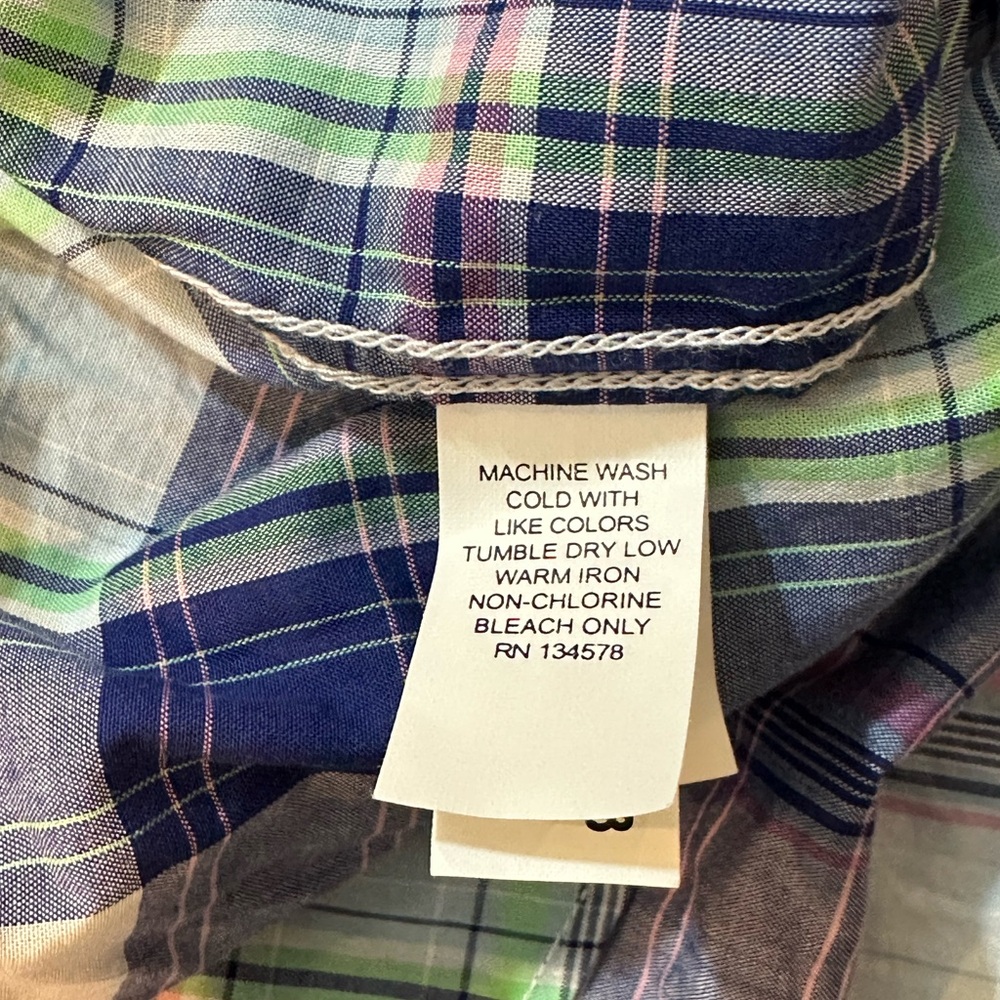 Vineyard Vines Plaid Whale Shirt Large Classic Fit Button Down Pink Navy Green - Picture 11 of 16